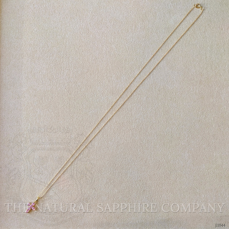 0.54 Ct. Pink Sapphire Pave Pendant, 14K Yellow Gold