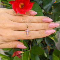 0.54 Ct. Pink Sapphire Pave Pendant, 14K Yellow Gold Life Style