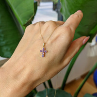 0.54 Ct. Pink Sapphire Pave Pendant, 14K Yellow Gold Life Style