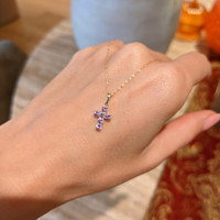 0.54 Ct. Pink Sapphire Pave Pendant, 14K Yellow Gold Life Style