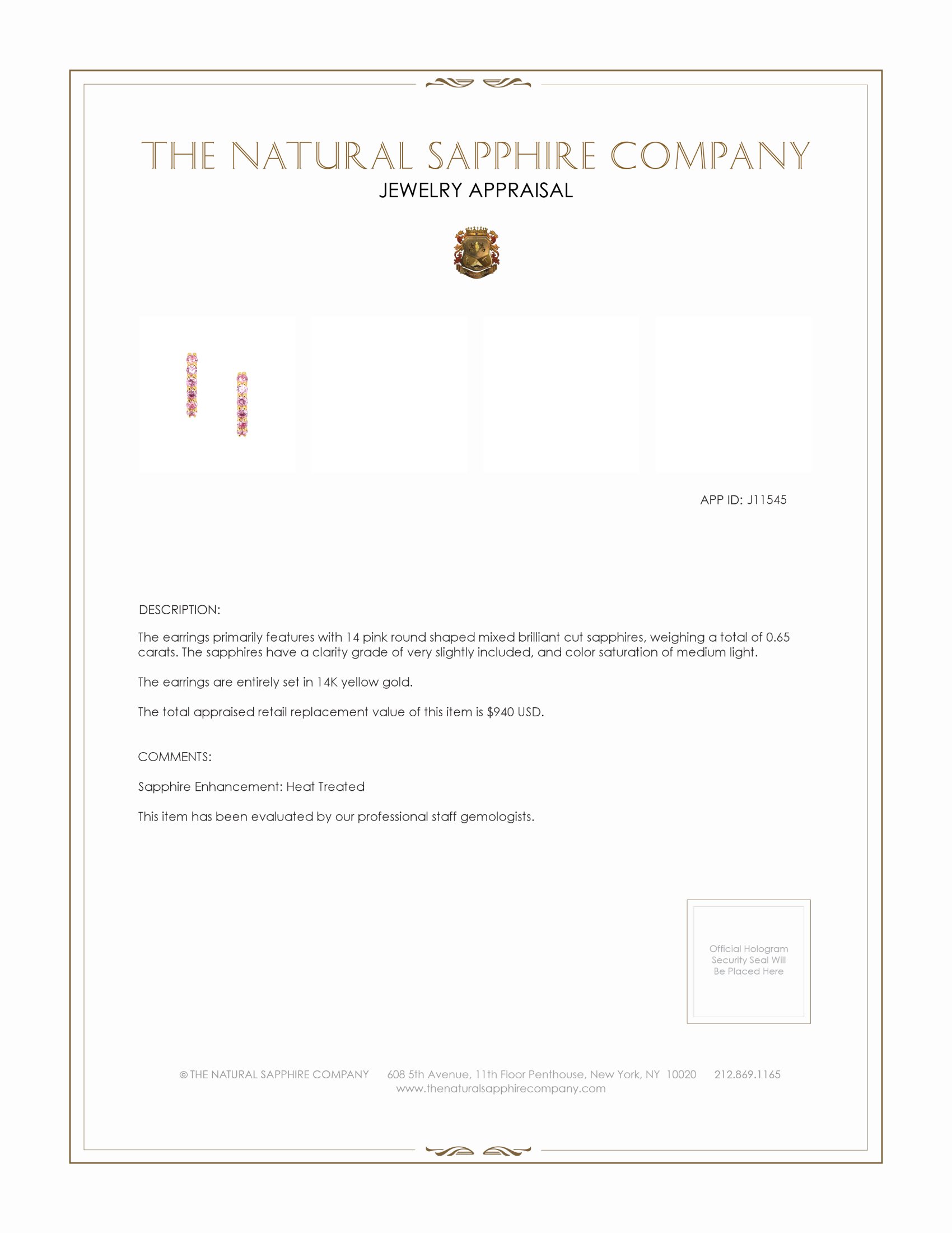 0.65 Ct.Tw. Pink Sapphire Pave Earrings, 14K Yellow Gold