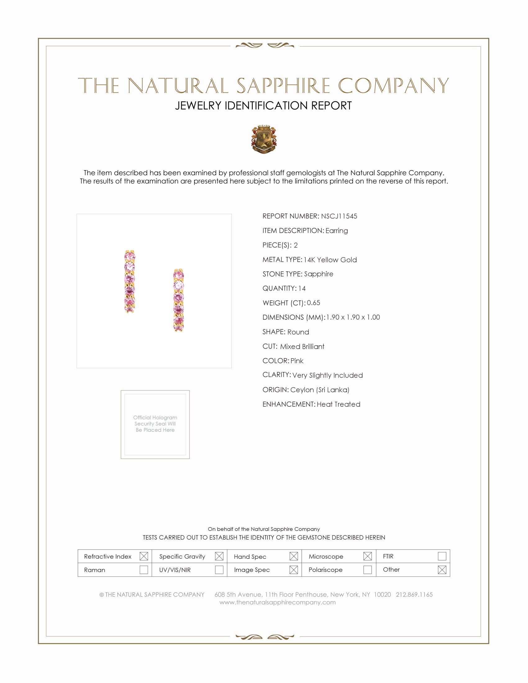 0.65 Ct.Tw. Pink Sapphire Pave Earrings, 14K Yellow Gold