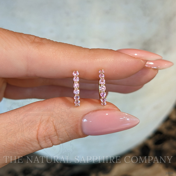 0.65 Ct.Tw. Pink Sapphire Pave Earrings, 14K Yellow Gold