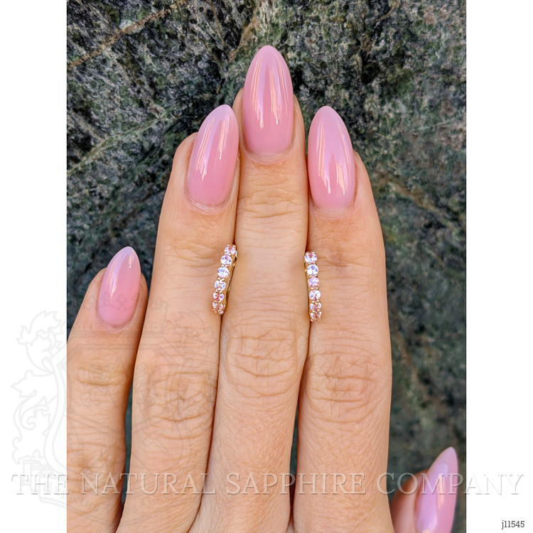 0.65 Ct.Tw. Pink Sapphire Pave Earrings, 14K Yellow Gold