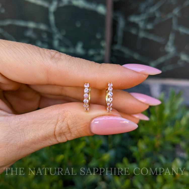 0.65 Ct.Tw. Pink Sapphire Pave Earrings, 14K Yellow Gold