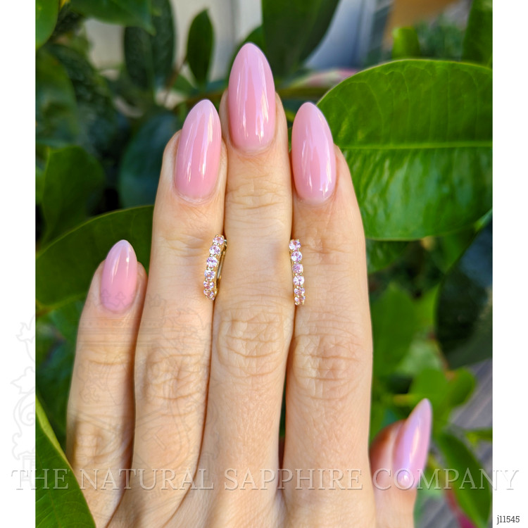 0.65 Ct.Tw. Pink Sapphire Pave Earrings, 14K Yellow Gold