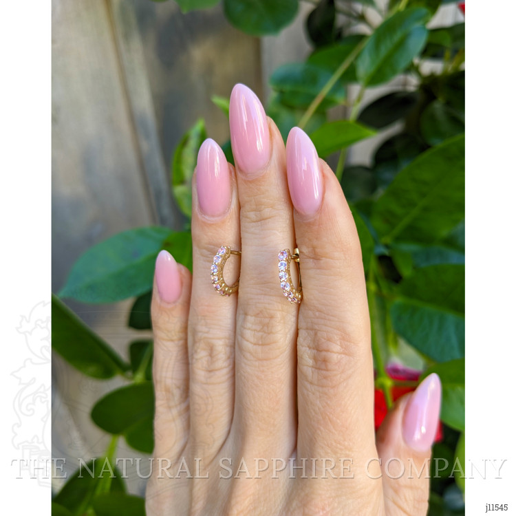 0.65 Ct.Tw. Pink Sapphire Pave Earrings, 14K Yellow Gold