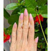 0.41 Ct.Tw. Pink Sapphire and Natural Diamond Pave Earrings, 14K Yellow Gold Life Style