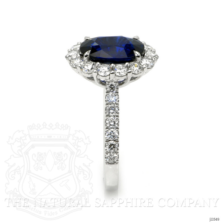 3.25 Ct. Blue Sapphire and Natural Diamond Pave Ring, 18K White Gold