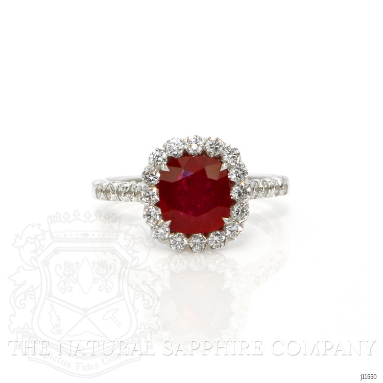 2.15 Ct. Ruby Natural Diamond Pave Ring, 18K White Gold