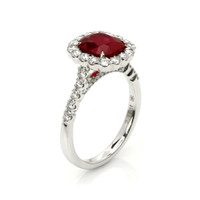 2.15 Ct. Ruby Natural Diamond Pave Ring, 18K White Gold Image