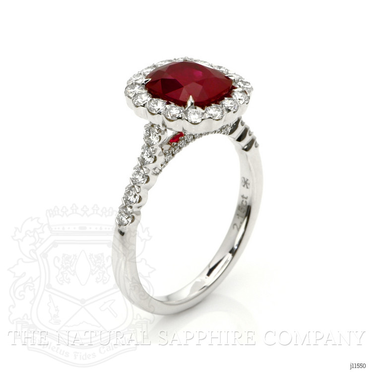 2.15 Ct. Ruby Natural Diamond Pave Ring, 18K White Gold