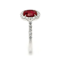 2.15 Ct. Ruby Natural Diamond Pave Ring, 18K White Gold Image