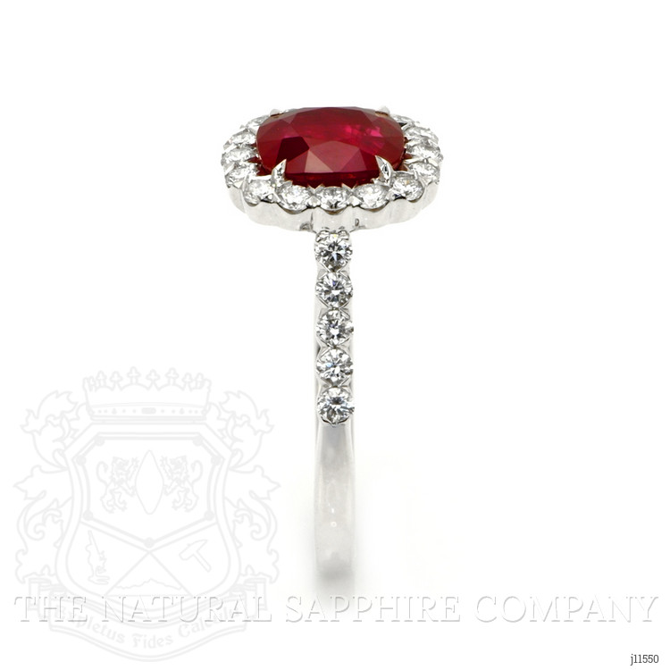 2.15 Ct. Ruby Natural Diamond Pave Ring, 18K White Gold