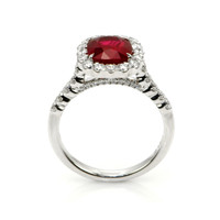 2.15 Ct. Ruby Natural Diamond Pave Ring, 18K White Gold Image