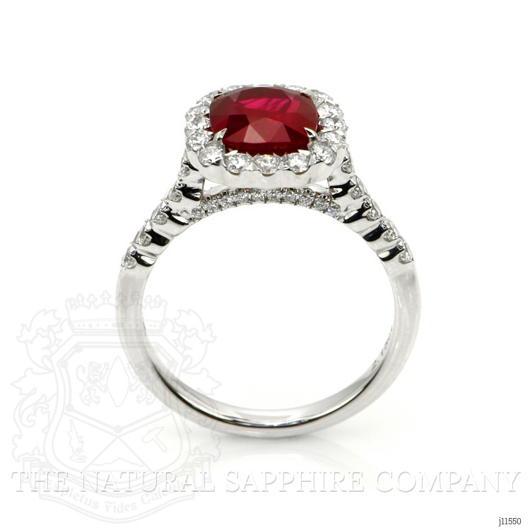 2.15 Ct. Ruby Natural Diamond Pave Ring, 18K White Gold