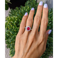 2.15 Ct. Ruby Natural Diamond Pave Ring, 18K White Gold Life Style