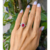 2.15 Ct. Ruby Natural Diamond Pave Ring, 18K White Gold Life Style