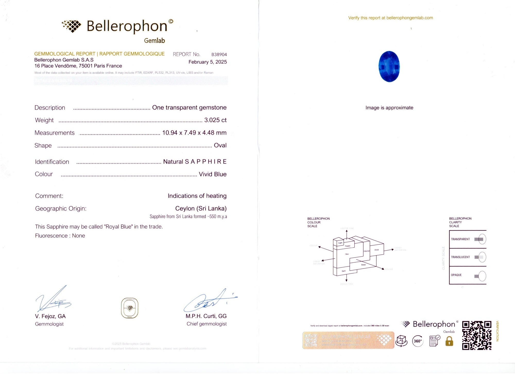 3.02 Ct. Blue Sapphire and Natural Diamond Pave Ring, 18K White Gold