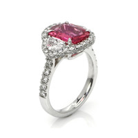 2.86 Ct. Pink Sapphire and Natural Diamond Pave Ring, 18K White Gold Image