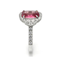 2.86 Ct. Pink Sapphire and Natural Diamond Pave Ring, 18K White Gold Image