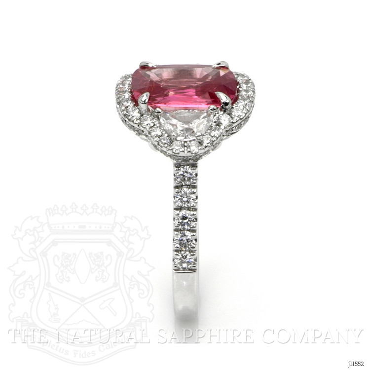 2.86 Ct. Pink Sapphire and Natural Diamond Pave Ring, 18K White Gold