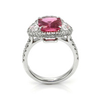 2.86 Ct. Pink Sapphire and Natural Diamond Pave Ring, 18K White Gold Image