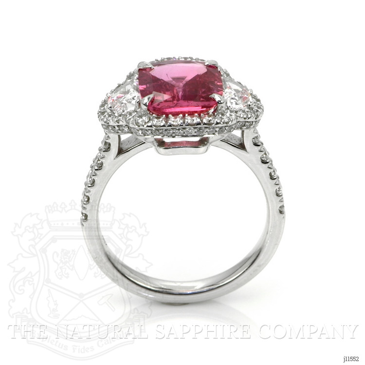 2.86 Ct. Pink Sapphire and Natural Diamond Pave Ring, 18K White Gold