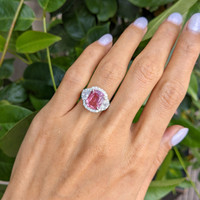 2.86 Ct. Pink Sapphire and Natural Diamond Pave Ring, 18K White Gold Life Style