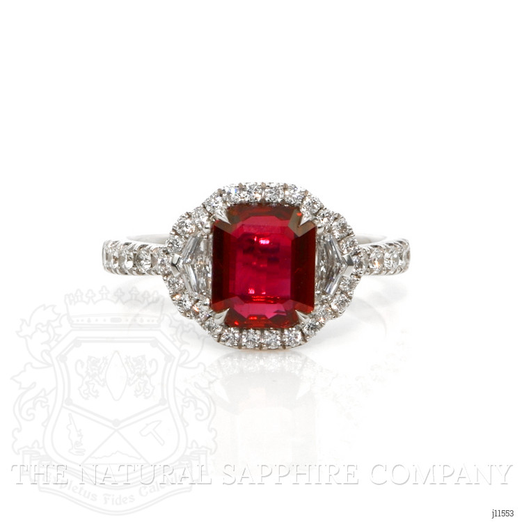 2.04 Ct. Ruby Natural Diamond Pave Ring, 18K White Gold