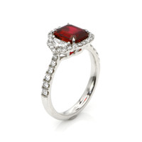 2.04 Ct. Ruby Natural Diamond Pave Ring, 18K White Gold Image