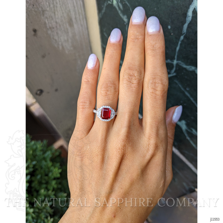 2.04 Ct. Ruby Natural Diamond Pave Ring, 18K White Gold