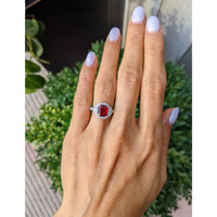 2.04 Ct. Ruby Natural Diamond Pave Ring, 18K White Gold Life Style