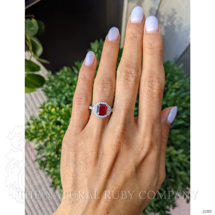 2.04 Ct. Ruby Natural Diamond Pave Ring, 18K White Gold