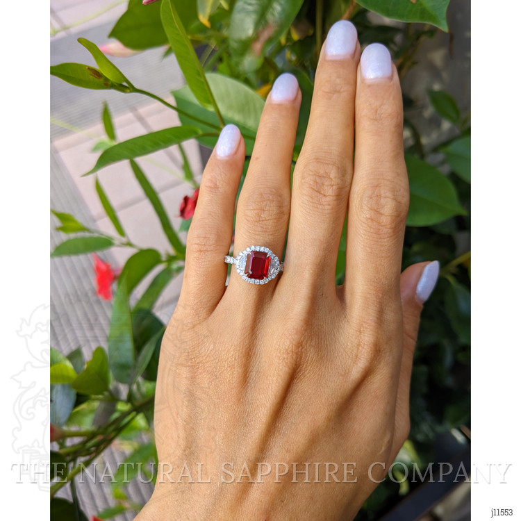 2.04 Ct. Ruby Natural Diamond Pave Ring, 18K White Gold