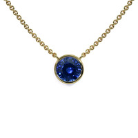 0.65 Ct. Blue Sapphire Bezel Necklace, 14K Yellow Gold Video