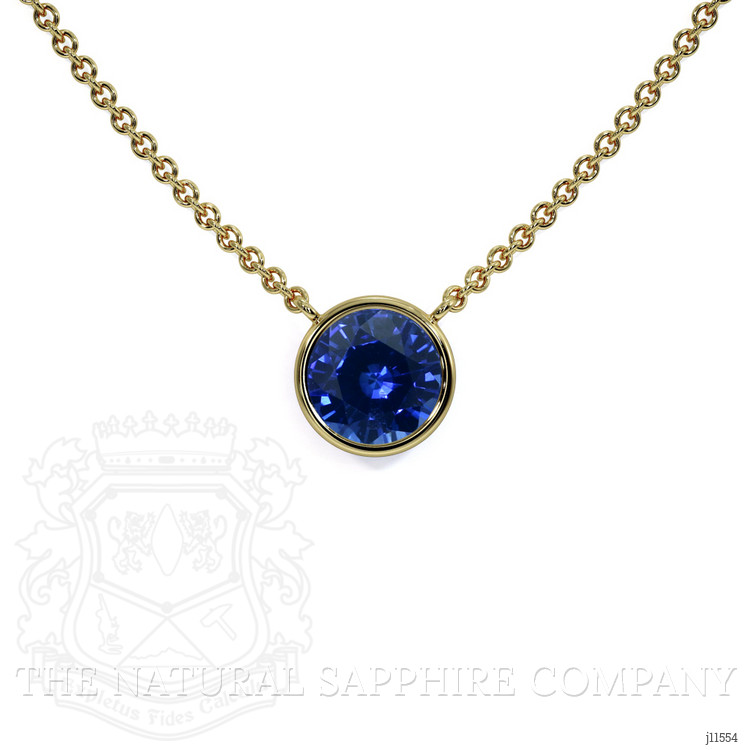 0.65 Ct. Blue Sapphire Bezel Necklace, 14K Yellow Gold