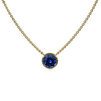0.65 Ct. Blue Sapphire Bezel Necklace, 14K Yellow Gold Image