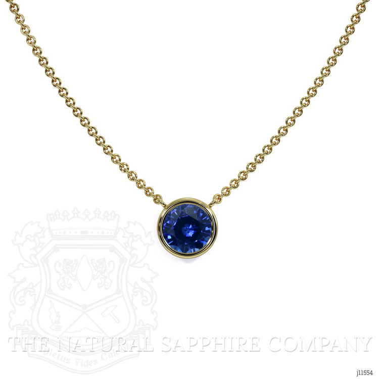 0.65 Ct. Blue Sapphire Bezel Necklace, 14K Yellow Gold