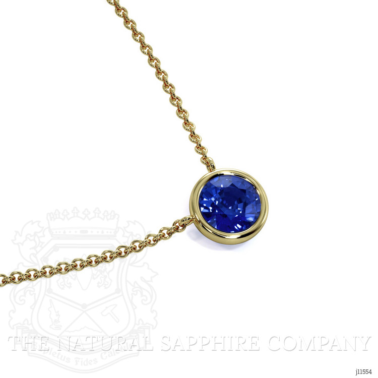 0.65 Ct. Blue Sapphire Bezel Necklace, 14K Yellow Gold