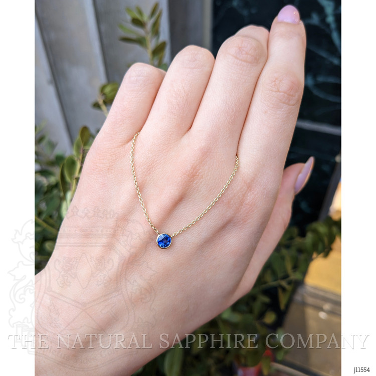 0.65 Ct. Blue Sapphire Bezel Necklace, 14K Yellow Gold