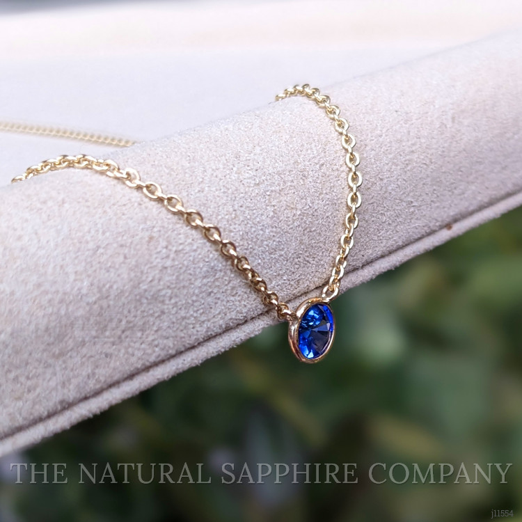 0.65 Ct. Blue Sapphire Bezel Necklace, 14K Yellow Gold