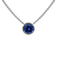 0.65 Ct. Blue Sapphire Bezel Necklace, 14K White Gold Video