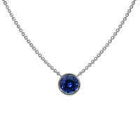 0.65 Ct. Blue Sapphire Bezel Necklace, 14K White Gold Image