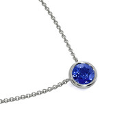 0.65 Ct. Blue Sapphire Bezel Necklace, 14K White Gold Image