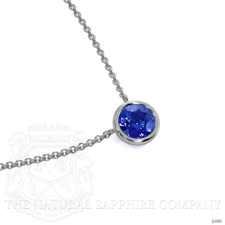0.65 Ct. Blue Sapphire Bezel Necklace, 14K White Gold