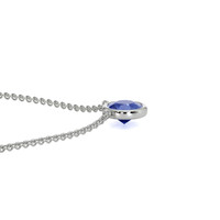 0.65 Ct. Blue Sapphire Bezel Necklace, 14K White Gold Image