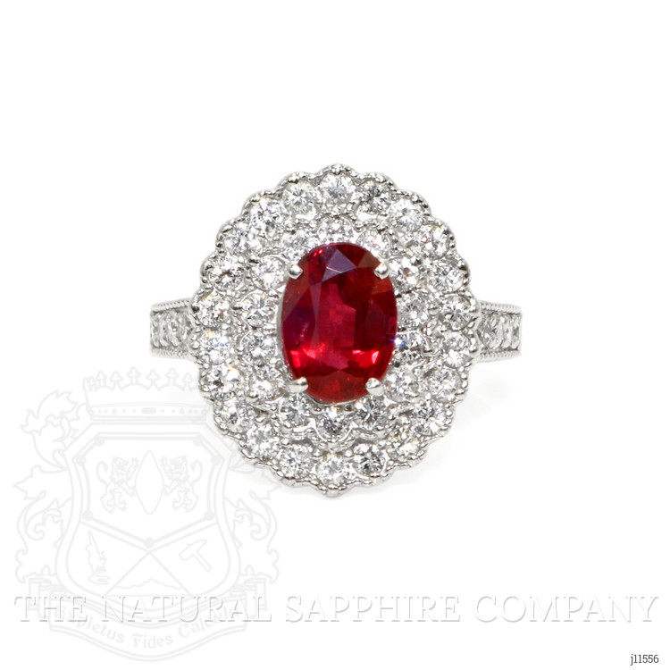 2.02 Ct. Ruby Natural Diamond Pave Ring, Platinum 950