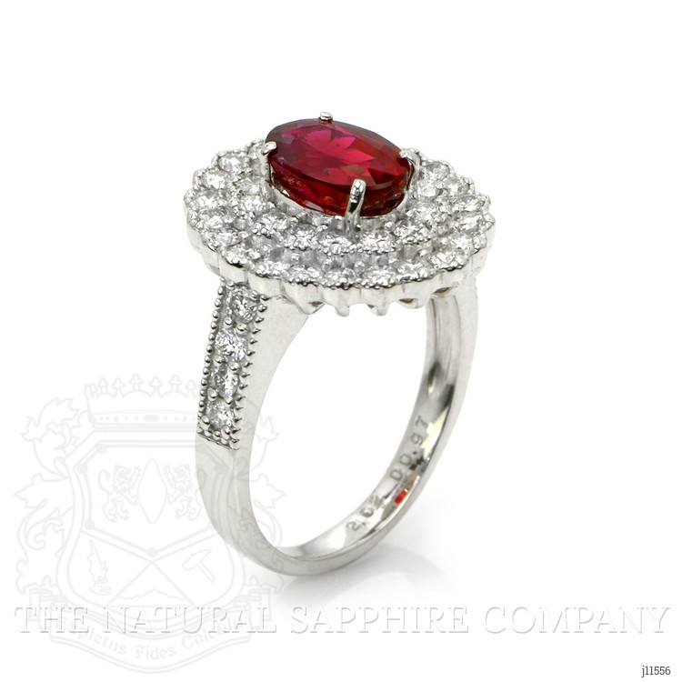 2.02 Ct. Ruby Natural Diamond Pave Ring, Platinum 950