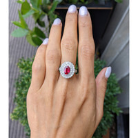 2.02 Ct. Ruby Natural Diamond Pave Ring, Platinum 950 Life Style